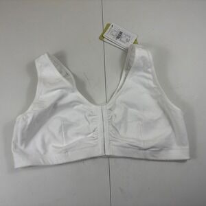 Amoena Frances White Front Closure Comfort Bra L C/D NWT